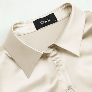 Satin Collar Button Up Shirt, short crop